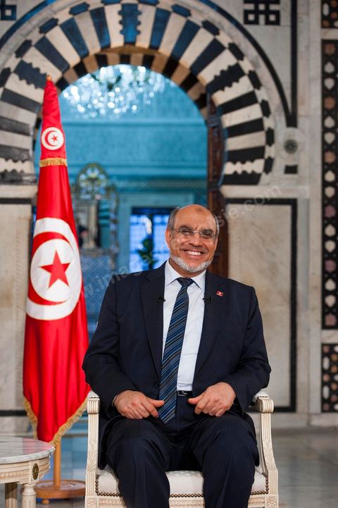 23 juin : au Premier Ministère, interview de Hamadi Jebali, Premier Ministre tunisien, pour TV5 émission "Internationale" en partenariat avec Le Monde et RFI