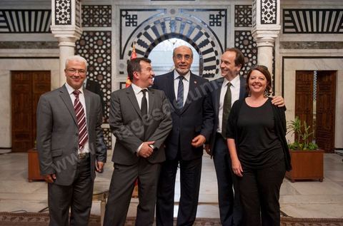 23 juin : au Premier Ministère, interview de Hamadi Jebali, Premier Ministre tunisien, pour TV5 émission "Internationale" en partenariat avec Le Monde et RFI