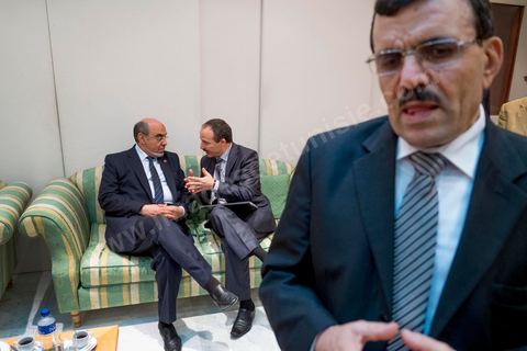 June 23: Hamadi Jebali, head of government (seated on the left), and Ali Laryedh (standing), Minister of the Interior, in the halls of the Palais des Congrès. At the Palais des Congrès in Tunis, a rally was held to mark the “Launch of Consultations on the 2013 Budget, "Let’s Prepare for the Future: Equitable and Inclusive Development for a New Tunisia," chaired by Hamadi Jebali, Prime Minister of Tunisia, with a special appearance by Joseph Stiglitz, winner of the 2011 Nobel Prize in Economics, and members of the government.