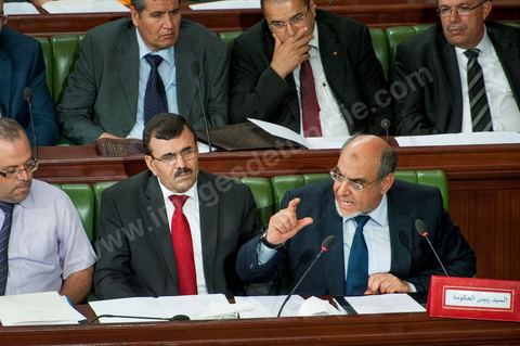 June 29: Hamadi Jebali (bottom right), head of government, flanked by Ali Laryedh, Minister of the Interior, Samir Dilou, Minister of Transitional Justice and Human Rights, and Abderrazak Kilani, Minister for Relations with the Assembly, at the plenary session of the National Constituent Assembly, attended by Hamadi Jebali, head of government, and a large number of ministers. This plenary session was convened to hear the government’s statement on the extradition case of former Libyan Prime Minister Baghdadi Mahmoudi. 