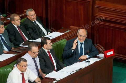 June 29: Hamadi Jebali (bottom right), head of government, flanked by Ali Laryedh, Minister of the Interior, Samir Dilou, Minister of Transitional Justice and Human Rights, and Abderrazak Kilani, Minister for Relations with the Assembly, at the plenary session of the National Constituent Assembly, attended by Hamadi Jebali, head of government, and a large number of ministers. This plenary session was convened to hear the government’s statement on the extradition case of former Libyan Prime Minister Baghdadi Mahmoudi. 