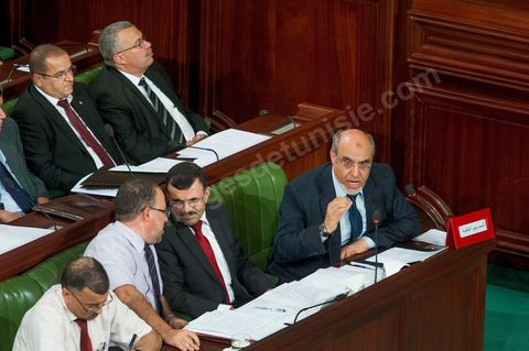 June 29: Hamadi Jebali (bottom right), head of government, flanked by Ali Laryedh, Minister of the Interior, Samir Dilou, Minister of Transitional Justice and Human Rights, and Abderrazak Kilani, Minister for Relations with the Assembly, at the plenary session of the National Constituent Assembly, attended by Hamadi Jebali, head of government, and a large number of ministers. This plenary session was convened to hear the government’s statement on the extradition case of former Libyan Prime Minister Baghdadi Mahmoudi. 