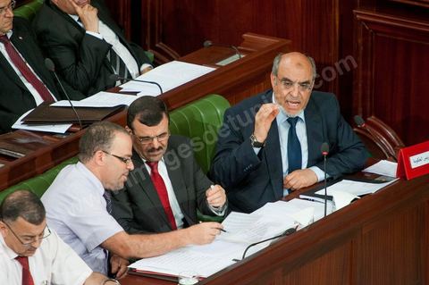 June 29: Hamadi Jebali (bottom right), head of government, flanked by Ali Laryedh, Minister of the Interior, Samir Dilou, Minister of Transitional Justice and Human Rights, and Abderrazak Kilani, Minister for Relations with the Assembly, at the plenary session of the National Constituent Assembly, attended by Hamadi Jebali, head of government, and a large number of ministers. This plenary session was convened to hear the government’s statement on the extradition case of former Libyan Prime Minister Baghdadi Mahmoudi. 