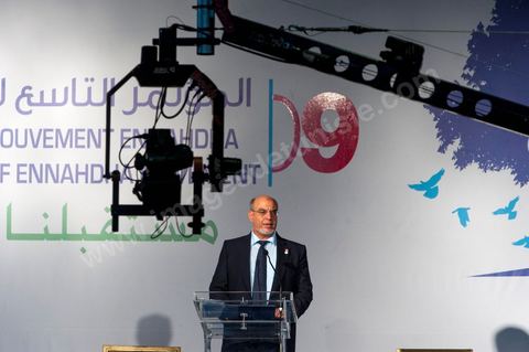 12 juillet : Hamadi Jebali, secretaire general de Ennahdha et Président du gouvernement tunisien,  lors du 9ème congrès du mouvement islamiste Ennahdha, parti au pouvoir en Tunisie. plus de 10 000 congrèsites pour la grande cérémonie d'ouverture du congrès qui cloturera le 15 juillet.