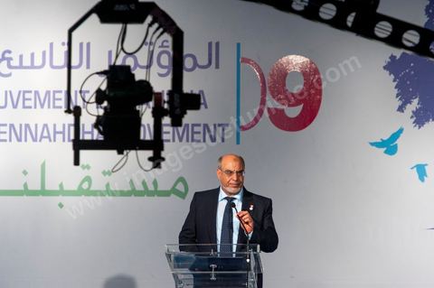 12 juillet : Hamadi Jebali, secretaire general de Ennahdha et Président du gouvernement tunisien,  lors du 9ème congrès du mouvement islamiste Ennahdha, parti au pouvoir en Tunisie. plus de 10 000 congrèsites pour la grande cérémonie d'ouverture du congrès qui cloturera le 15 juillet.