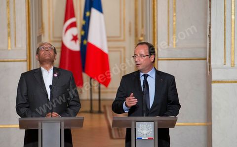 July 17: Press conference following the meeting between the two presidents at the Élysée Palace—François Hollande and Moncef Marzouki—on the first day of the official visit to Paris and Marseille by Moncef Marzouki, President of the Republic of Tunisia
