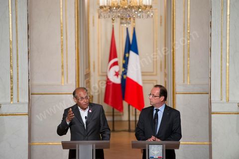 July 17: Press conference following the meeting between the two presidents at the Élysée Palace—François Hollande and Moncef Marzouki—on the first day of the official visit to Paris and Marseille by Moncef Marzouki, President of the Republic of Tunisia