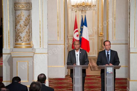 July 17: Press conference following the meeting between the two presidents at the Élysée Palace—François Hollande and Moncef Marzouki—on the first day of the official visit to Paris and Marseille by Moncef Marzouki, President of the Republic of Tunisia