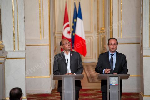 July 17: Press conference following the meeting between the two presidents at the Élysée Palace—François Hollande and Moncef Marzouki—on the first day of the official visit to Paris and Marseille by Moncef Marzouki, President of the Republic of Tunisia