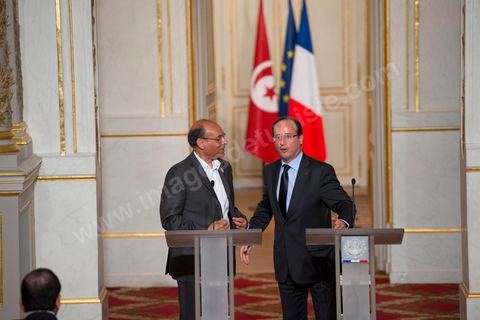 July 17: Press conference following the meeting between the two presidents at the Élysée Palace—François Hollande and Moncef Marzouki—on the first day of the official visit to Paris and Marseille by Moncef Marzouki, President of the Republic of Tunisia