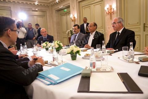 July 18: Meeting at the Hôtel Meurice with French Interior Minister Manuel Valls on the second day of the official visit to Paris and Marseille by Moncef Marzouki, President of the Republic of Tunisia