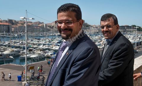 19 juillet : Rafik Abdelssalem, ministres des affaires etrangères et Ali Laryedh, ministre de l'instérieur au balcon de la  Mairie de Marseille au 3éme jour de la visite officielle de Moncef Marzouki, Président de la République tunisienne à Paris et Marseille.