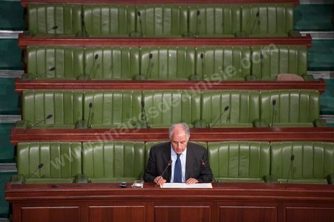 Audition de Mustafa Kamel Nabli devant l'Assemblée Constituante qui doit décider de sa destitution, le 18 juillet 2012.