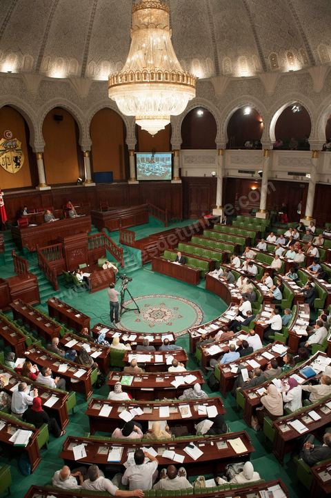 Audition de Mustafa Kamel Nabli devant l'Assemblée Constituante qui doit décider de sa destitution, le 18 juillet 2012.