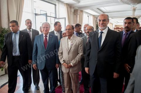 25 juillet : Mustapha Ben Jaafar, Président de l'ANC, Moncef Marzouki, Président de la République et Hammadi Jebali , Président du gouvernement, arrivent à l'ANC pour la commémoration du 55ème anniversaire de la République tunisienne avec les discours des 3 présidents à l'Assemblée Nationale Constituante.
