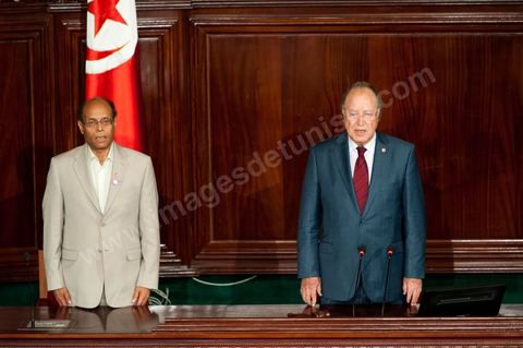25 juillet : Mustapha Ben Jaafar, Président de l'ANC et Moncef Marzouki, Président de la République au perchoir de l'ANC pour la commémoration du 55ème anniversaire de la République tunisienne avec les discours des 3 présidents à l'Assemblée Nationale Constituante.