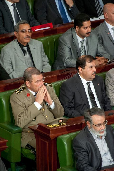 25 juillet : Général Rachid Amar et les ministres du gouvernement à la commémoration du 55ème anniversaire de la République tunisienne avec les discours des 3 présidents à l'Assemblée Nationale Constituante.
