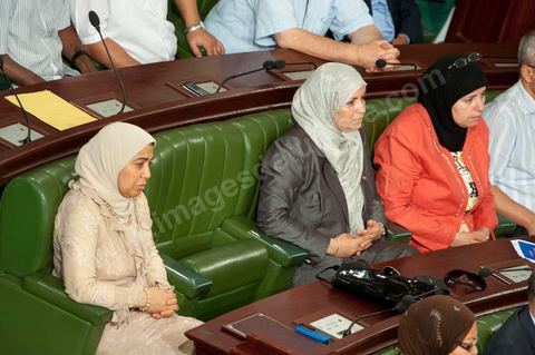 25 juillet : les députés dans l'hémicycle de l'assemblée pour la commémoration du 55ème anniversaire de la République tunisienne avec les discours des 3 présidents à l'Assemblée Nationale Constituante.