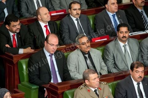 25 juillet : Général Rachid Amar et les ministres du gouvernement à la commémoration du 55ème anniversaire de la République tunisienne avec les discours des 3 présidents à l'Assemblée Nationale Constituante.