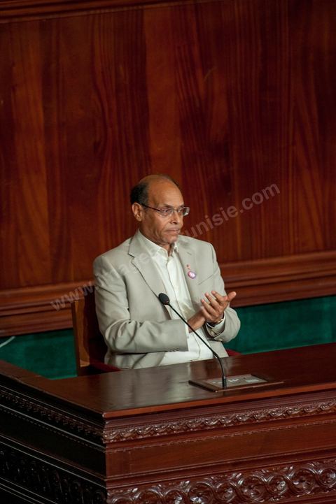 25 juillet : Moncef Marzouki, Président de la République au perchoir de l'ANC pour la commémoration du 55ème anniversaire de la République tunisienne avec les discours des 3 présidents à l'Assemblée Nationale Constituante.