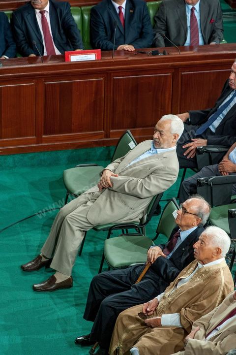 25 juillet : rached Ghannouchi au coeur de l'hémicycle pour la commémoration du 55ème anniversaire de la République tunisienne avec les discours des 3 présidents à l'Assemblée Nationale Constituante.