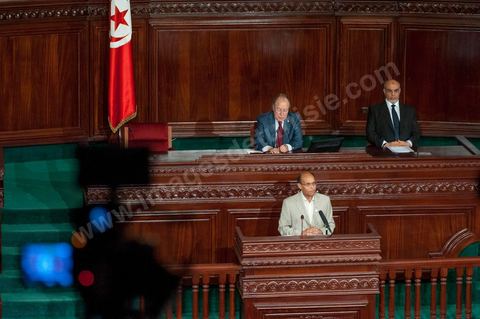 25 juillet : les 3 présidents au perchoir de l'assemblée Mustapha Ben Jaafar, Président de l'ANC, Moncef Marzouki, Président de la République et Hammadi Jebali , Président du gouvernement, arrivent à l'ANC pour la commémoration du 55ème anniversaire de la République tunisienne avec les discours des 3 présidents à l'Assemblée Nationale Constituante.