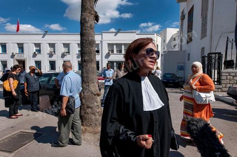 October 2, 2012: Attorney Monia Boussemi is one of the lawyers representing the young couple who were victimized by the police. The woman who was raped by police officers and her fiancé were questioned this morning by an investigating judge in Tunis, who must decide whether or not to charge her with “indecent exposure.” Following an interrogation lasting more than two hours conducted by Mohamed Ben Meftah, the victim’s attorneys said they were “optimistic” that the charges against their client and her fiancé for this offense—which carries a sentence of up to six months in prison—would be dropped. The investigating judge is expected to decide in the coming hours or days whether to “dismiss the case or refer it to the appropriate court.”