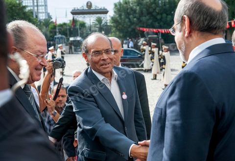 23 octobre 2012 : les trois présidents Moncef Marzouki, H. Jebali et M. Ben Jaafar à la séance plénière solennelle de l’Assemblée Nationale Constituante pour le premier anniversaire des élections du 23 octobre 2011 en présence des trois présidents Moncef Marzouki, Président de la République, Hammadi Jebali, Président du Gouvernement et Mustapha Ben Jaafar, Président de l'Assemblée.