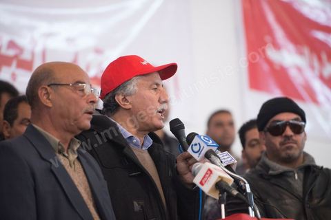 6 janvier 2013 : Meeting du Front populaire, qui rassemble les principaux partis d'extrême gauche,  à Gafsa, le 6 janvier 2013. Hama Hamami, leader du Parti des travailleurs, était le principal intervenant.