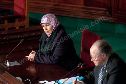 14 février 2013 : Maherzia Labidi, vice présidente de l'ANC et Mustapha Ben Jaafar, Président de l'ANC. Convocation d'une séance extraordinaire à l'Assemblée Constituante pour débattre de la situation de crise polituqe en cours suite à l'assassinat de Chokri Belaid et l'annonce d ela formation d'un gouvernement de technocrates par Hammadi Jebali, Premier Ministre