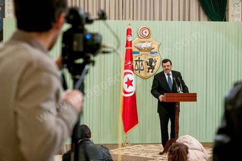 February 22, 2013: At the Presidential Palace in Carthage, Moncef Marzouki, President of the Republic, receives Ali Laryedh, the new Prime Minister, who was selected by the Ennahda Party. The President presents his decision to the Prime Minister. Ali Laryedh then delivers a speech. 