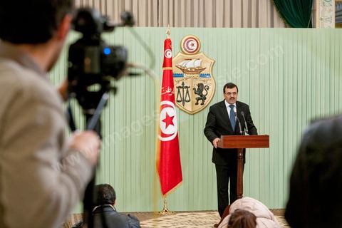 February 22, 2013: At the Presidential Palace in Carthage, Moncef Marzouki, President of the Republic, receives Ali Laryedh, the new Prime Minister, who was selected by the Ennahda Party. The President presents his decision to the Prime Minister. Ali Laryedh then delivers a speech. 