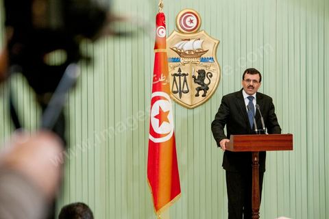 February 22, 2013: At the Presidential Palace in Carthage, Moncef Marzouki, President of the Republic, receives Ali Laryedh, the new Prime Minister, who was selected by the Ennahda Party. The President presents his decision to the Prime Minister. Ali Laryedh then delivers a speech. 