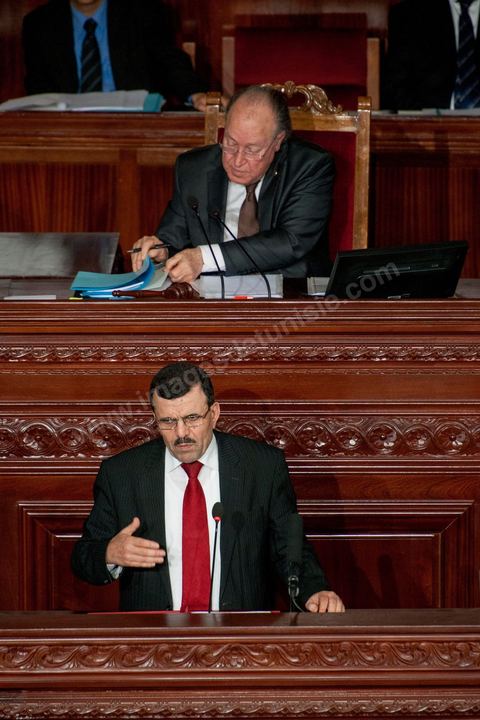 12 mars 2013 : discours de Ali Larayedh, le nouveau Premier Ministre, à l'Assemblée Nationale Constituante, pour l'investiture de son nouveau gouvernement présenté le 8 mars au Président de la République. Dans son discours le premier ministre a posé le programme de son gouvernement de 9 mois, programme politique pour mener aux élections pour la fin 2013,  programme sécuritaire, relance économique et lutte contre le chômage.