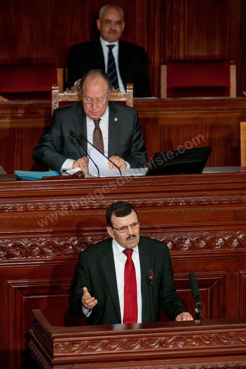 12 mars 2013 : discours de Ali Larayedh, le nouveau Premier Ministre, à l'Assemblée Nationale Constituante, pour l'investiture de son nouveau gouvernement présenté le 8 mars au Président de la République. Dans son discours le premier ministre a posé le programme de son gouvernement de 9 mois, programme politique pour mener aux élections pour la fin 2013,  programme sécuritaire, relance économique et lutte contre le chômage.