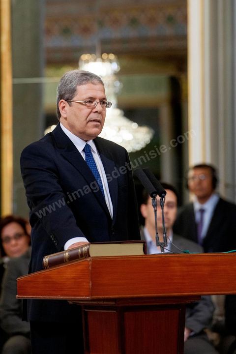 13 mars 2013 : le nouveau ministre des Affaires Etrangère, Othman Jarandi prête serment à la présidence de la République, le nouveau gouvernement de Ali Larayedh, qui a remporté le vote de confiance le matin même à l'assemblée, prête serment et pose pour la photo du gouvernement Ennahdha 2 avec le Président de la République Moncef Marzouki.