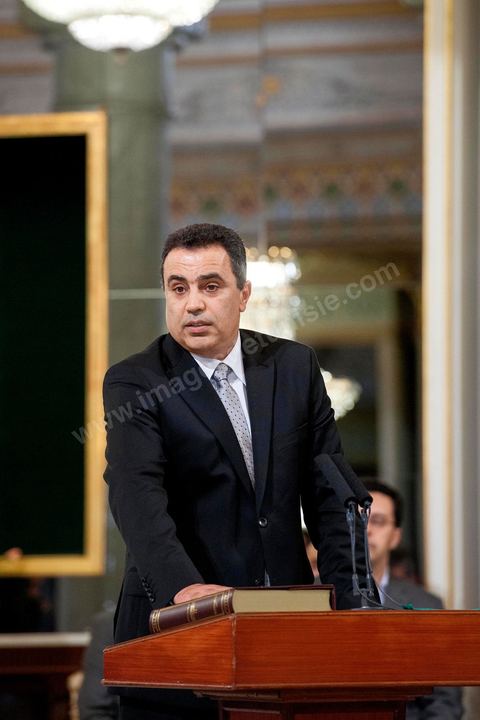 13 mars 2013 : à la présidence de la République, le nouveau gouvernement de Ali Larayedh, qui a remporté le vote de confiance le matin même à l'assemblée, prête serment et pose pour la photo du gouvernement Ennahdha 2 avec le Président de la République Moncef Marzouki.