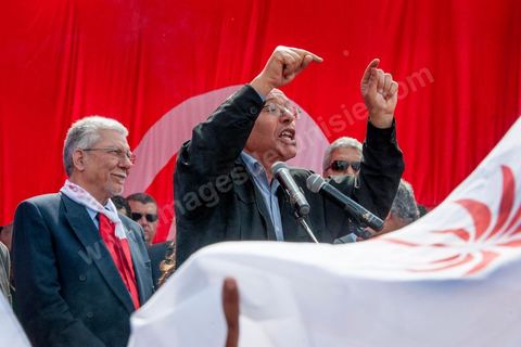 9 avril 2013 : mohamed Kilani Secrétaire Général du Parti Socialiste tunisien au meeting à Bab Souika, quartier populaire de Tunis, de l'Union pour la Tunisie à l'occasion de la journée des martyrs et après la première marche politique  à l'avenue Bourguiba à Tunis de la nouvelle alliance politique "Union pour la Tunisie", regroupant les partis progressistes Nidaa Tounes, Al Joumhouri, Al Massar, Parti Socialiste et Parti Patriotique.