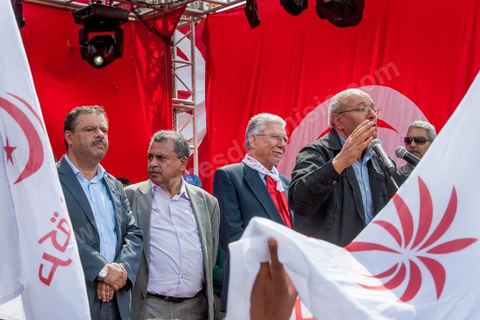 9 avril 2013 : mohamed Kilani Secrétaire Général du Parti Socialiste tunisien au meeting à Bab Souika, quartier populaire de Tunis, de l'Union pour la Tunisie à l'occasion de la journée des martyrs et après la première marche politique  à l'avenue Bourguiba à Tunis de la nouvelle alliance politique "Union pour la Tunisie", regroupant les partis progressistes Nidaa Tounes, Al Joumhouri, Al Massar, Parti Socialiste et Parti Patriotique.
