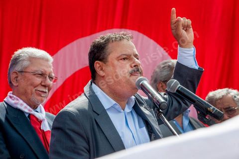 9 avril 2013 : Samir Taieb secrétaire général de Al Massar au meeting à Bab Souika, quartier populaire de Tunis, de l'Union pour la Tunisie à l'occasion de la journée des martyrs et après la première marche politique  à l'avenue Bourguiba à Tunis de la nouvelle alliance politique "Union pour la Tunisie", regroupant les partis progressistes Nidaa Tounes, Al Joumhouri, Al Massar, Parti Socialiste et Parti Patriotique.