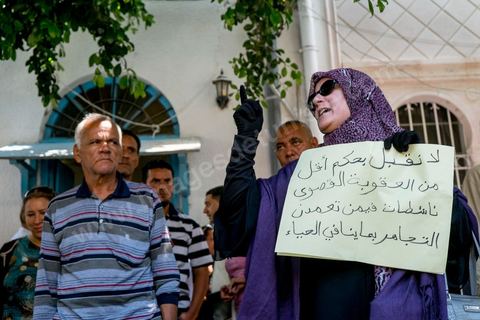 12 mais 2013: devant le tribunal face à quelques journalistes, un petit groupe de femmes appellent à une condamnation ferme et maximale pour les "3 femen qui ont porté atteinte à la pudeur".  Au tribunal de 1ère instance de Tunis, se déroule le procès des trois femen venus de France et d'Allemagne pour une action seins nus deux semaines avant. Emprisonnées depuis deux semaines, elles ont été condamnés à 4 mois et 1 jour de prison ferme.