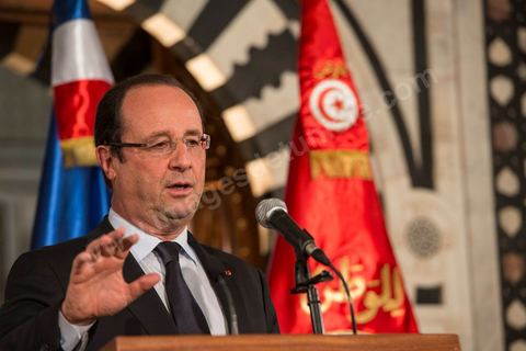 4 juillet 2013 : François Hollande au sièfe du Premier ministre à la Kasbah, lors de sa visite d'Etat à Tunis les 4 et 5 juillet 2013.