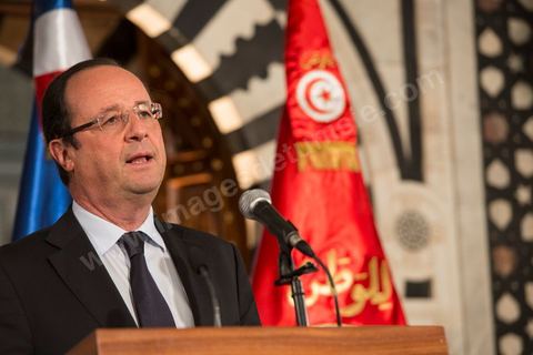 4 juillet 2013 : François Hollande au sièfe du Premier ministre à la Kasbah, lors de sa visite d'Etat à Tunis les 4 et 5 juillet 2013.