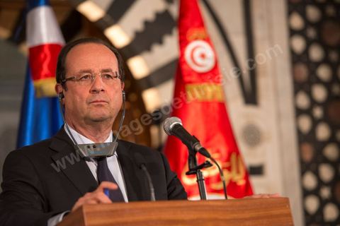 4 juillet 2013 : François Hollande au sièfe du Premier ministre à la Kasbah, lors de sa visite d'Etat à Tunis les 4 et 5 juillet 2013.
