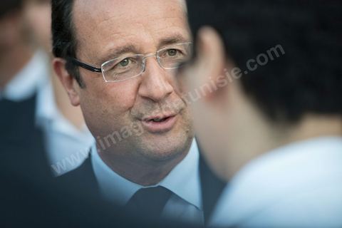 4 juillet 2013 : François Hollande au Lycée français Gustave Flaubert à la Marsa, lors de sa visite d'Etat à Tunis les 4 et 5 juillet 2013.