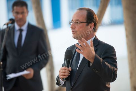 4 juillet 2013 : François Hollande au Lycée français Gustave Flaubert à la Marsa, lors de sa visite d'Etat à Tunis les 4 et 5 juillet 2013.