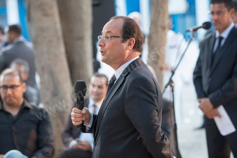 4 juillet 2013 : François Hollande au Lycée français Gustave Flaubert à la Marsa, lors de sa visite d'Etat à Tunis les 4 et 5 juillet 2013.