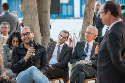 4 juillet 2013 : François Hollande au Lycée français Gustave Flaubert à la Marsa, lors de sa visite d'Etat à Tunis les 4 et 5 juillet 2013.