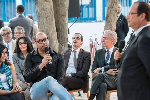 4 juillet 2013 : François Hollande au Lycée français Gustave Flaubert à la Marsa, lors de sa visite d'Etat à Tunis les 4 et 5 juillet 2013.