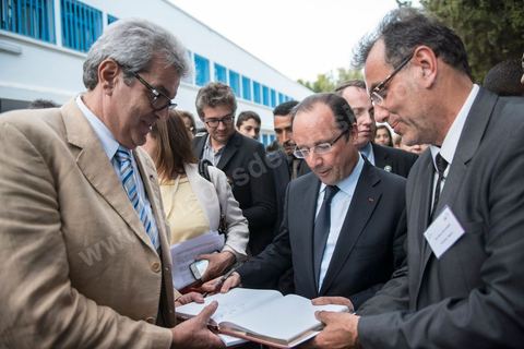 4 juillet 2013 : François Hollande au Lycée français Gustave Flaubert à la Marsa, lors de sa visite d'Etat à Tunis les 4 et 5 juillet 2013.